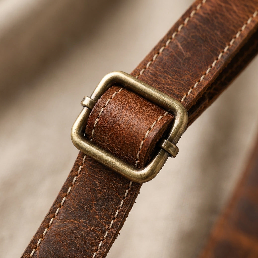 Adjustable 30–55" leather strap.