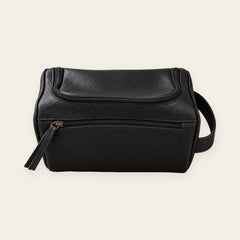 Black leather dopp kit — front view  — view 4