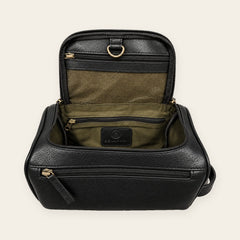 Black leather dopp kit — open view  — view 5