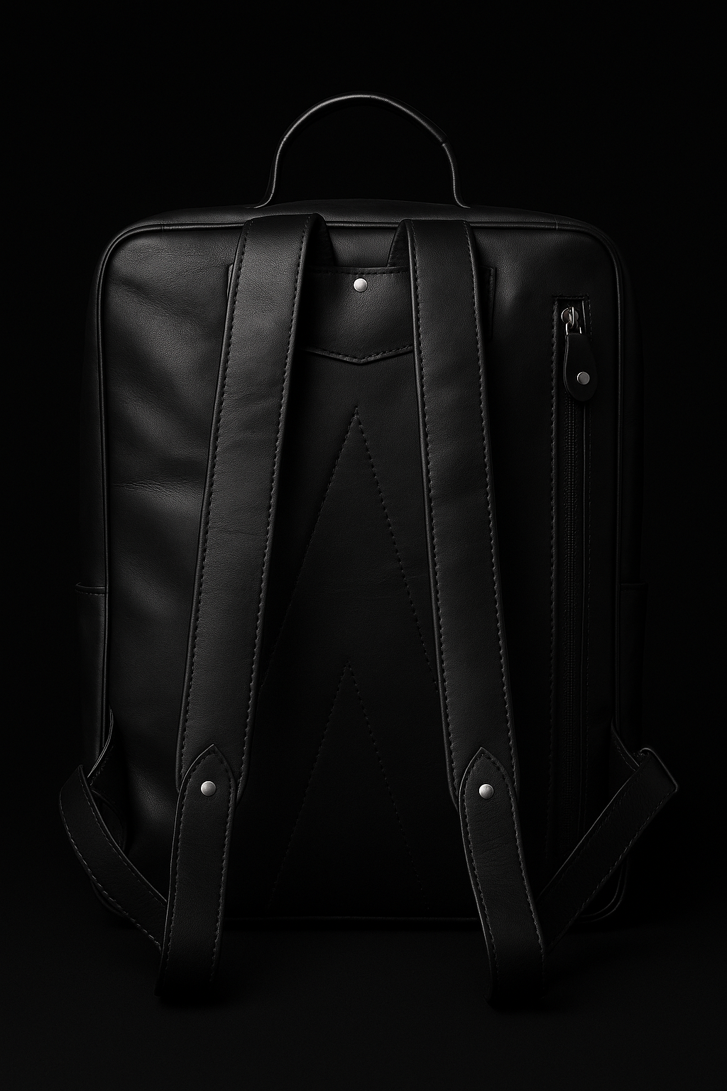 Black backpack on a black background