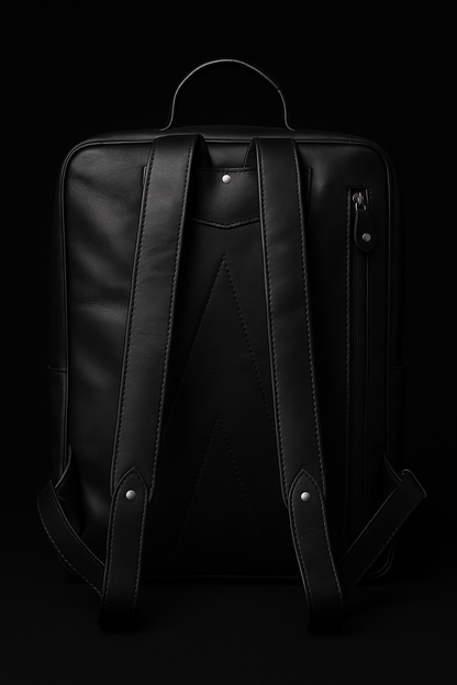 Black backpack on a black background