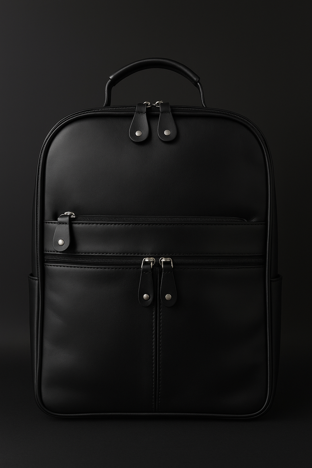 Black backpack on a black background