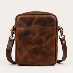 Bellvari YYZ full-grain leather travel satchel with adjustable strap, available in crazy horse brown and black. — view 1