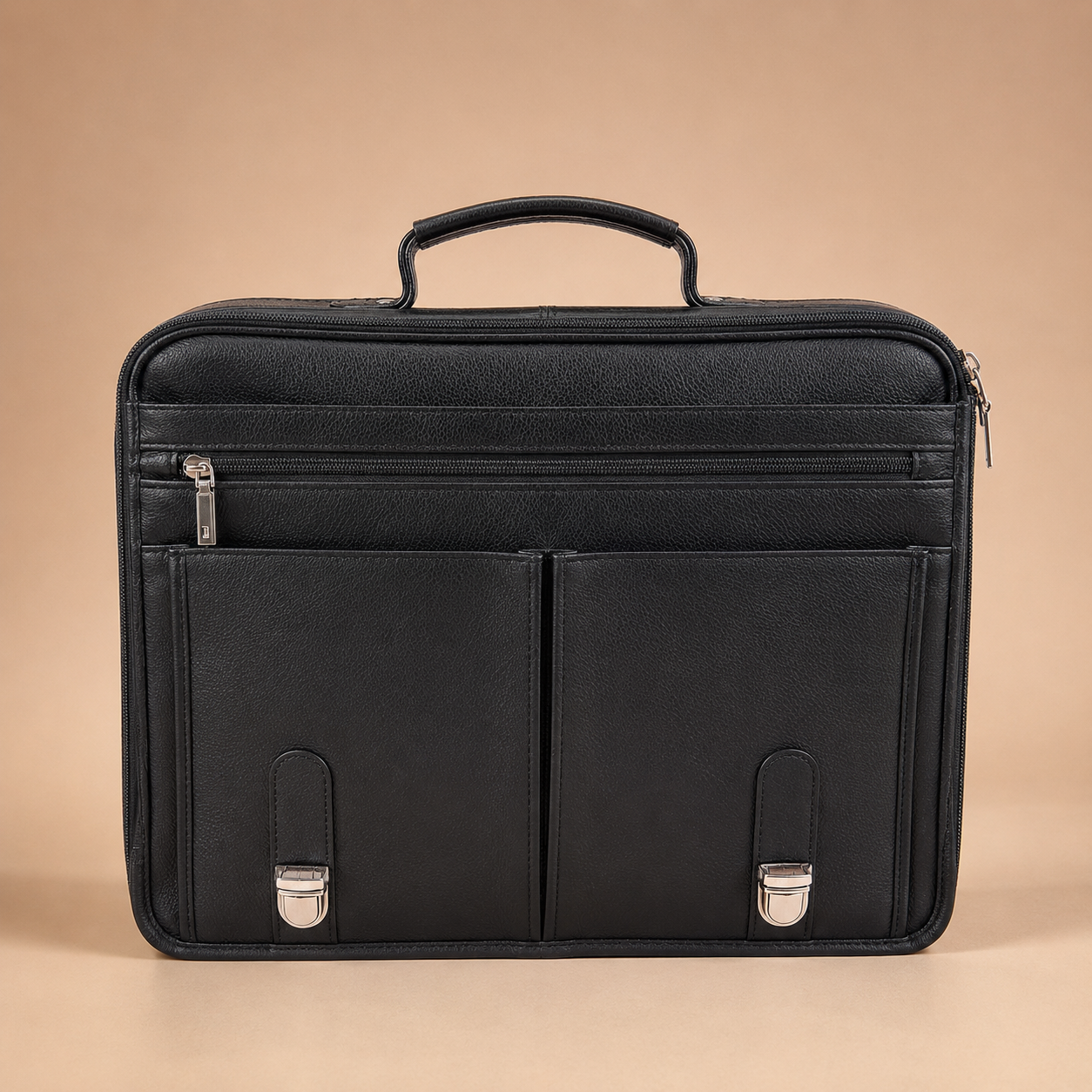 Full-Grain Leather Messenger Briefcase