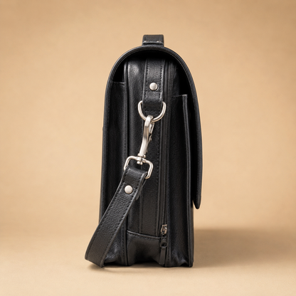 Full-Grain Leather Messenger Briefcase