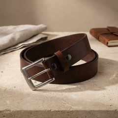 Bellvari Trailblazer leather belt edge finish and Chicago-screw hardware. — view 6