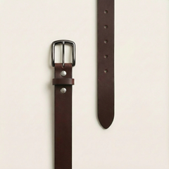 Bellvari Nightfall black leather belt side angle showing thickness. — view 2