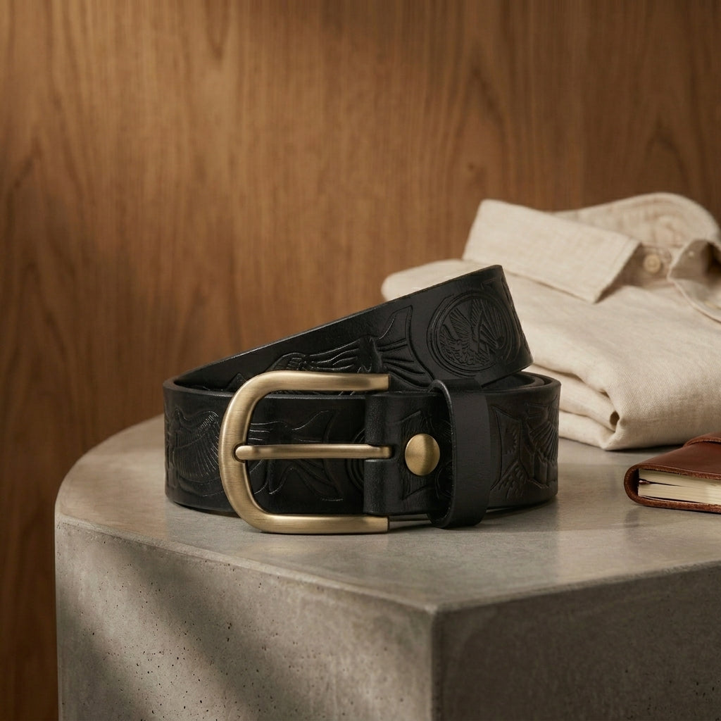 Bellvari The Ironhide - Men's Full-Grain Leather Belt, Printed
