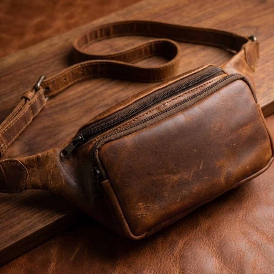 Single-piece leather strap.