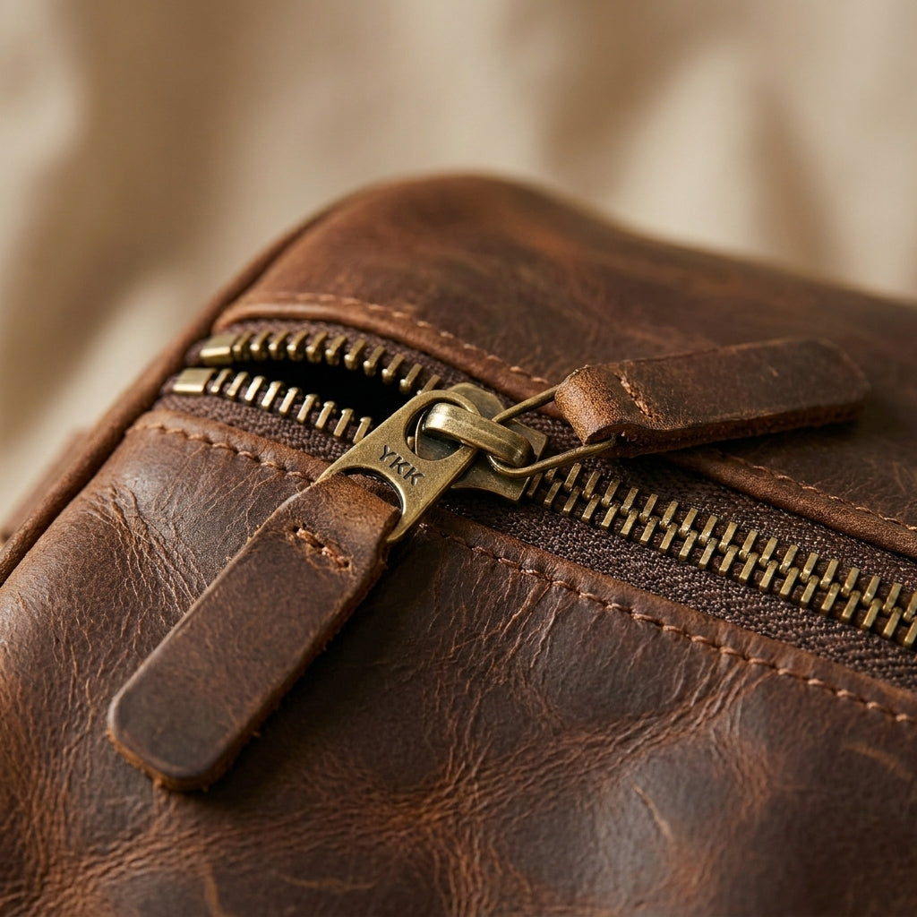 Solid brass zipper pulls.