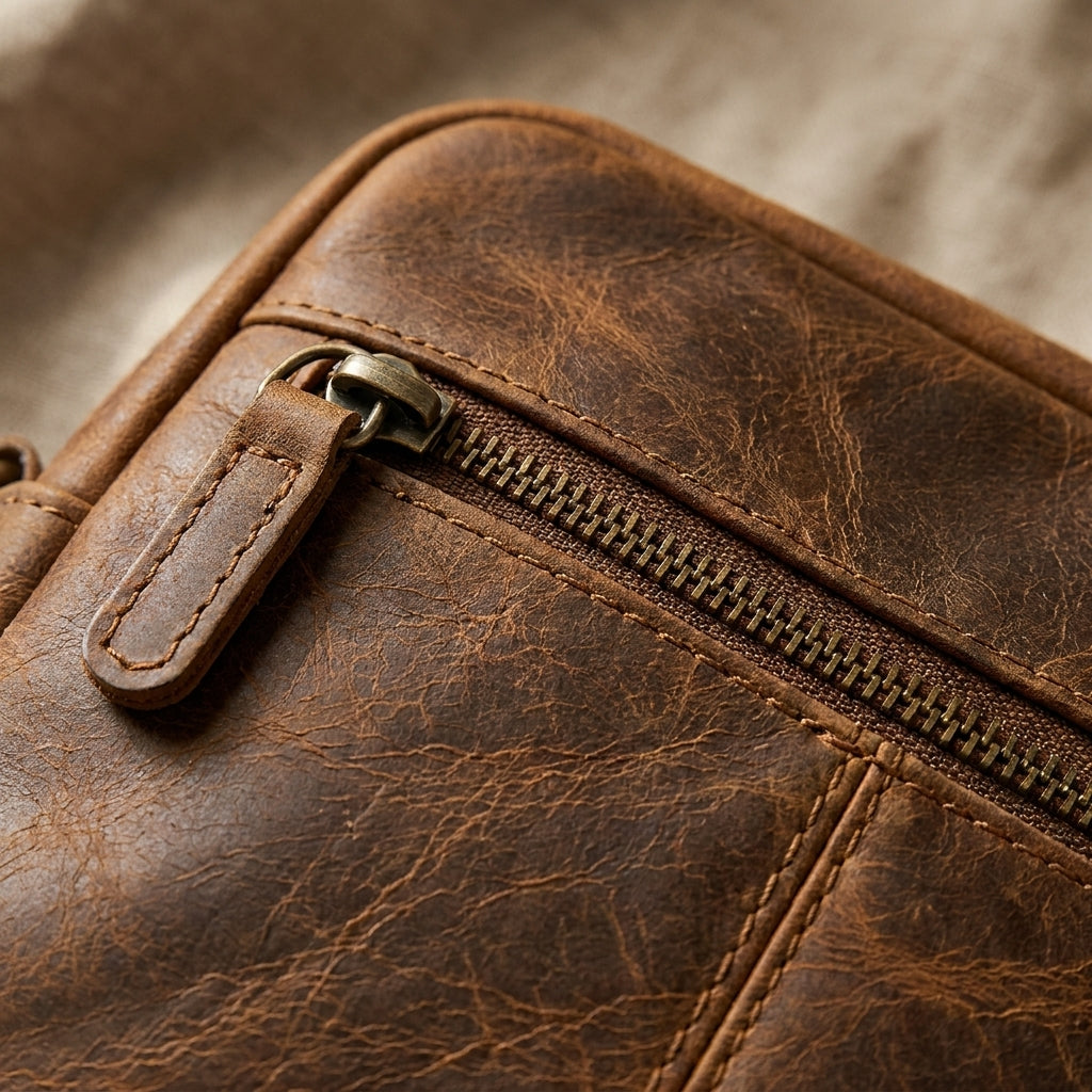 Hidden RFID-shielded back pocket.